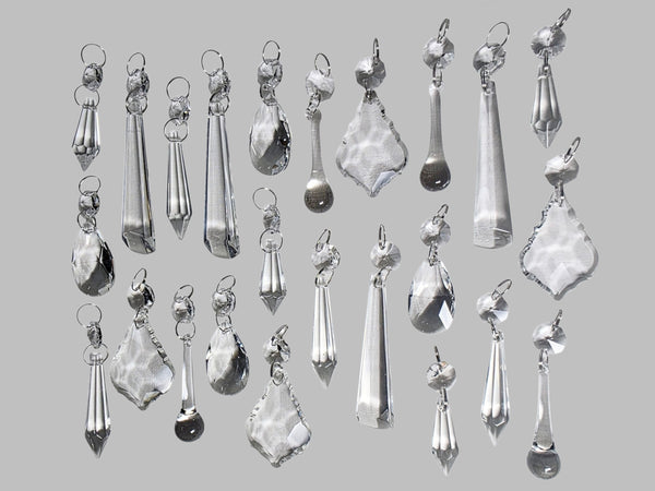 24 Chandelier Drops Clear Standard Size Cut Glass UK Crystals Beads Prisms Tree Decorations 5