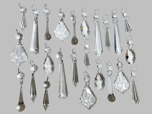 24 Chandelier Drops Clear Standard Size Cut Glass UK Crystals Beads Prisms Tree Decorations 7