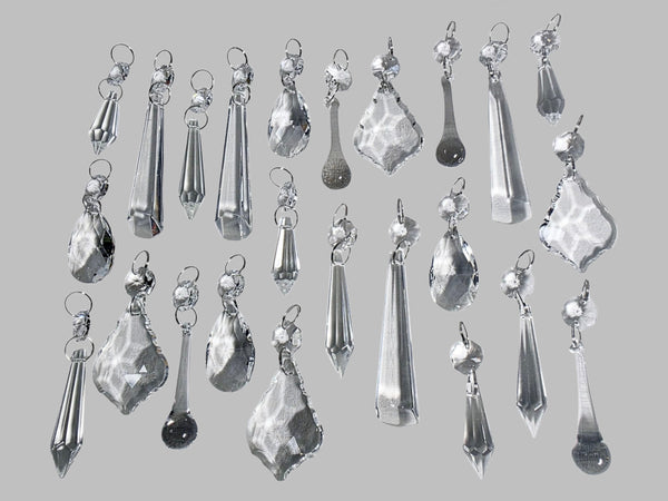 24 Chandelier Drops Clear Standard Size Cut Glass UK Crystals Beads Prisms Tree Decorations 9