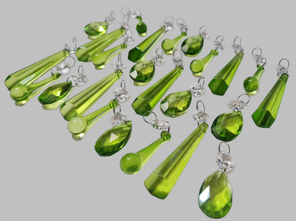 24 Sage Green Chandelier Drops Cut Glass UK Crystals Beads Christmas Tree Decorations Sun Catchers 9