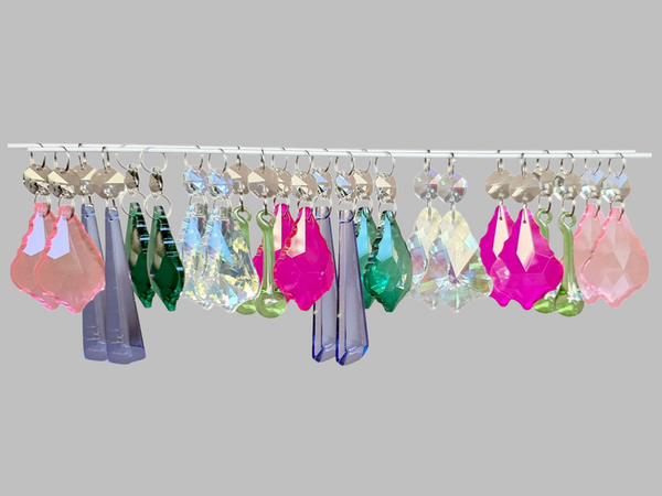 24 Chandelier Drops Cut Glass UK Crystals June Colours Prisms Christmas Tree Wedding Beads 9