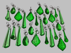 24 Emerald Green Chandelier Drops Cut Glass UK Crystals Beads Droplets Sun Catcher Wedding Decorations