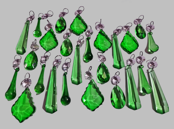 24 Emerald Green Chandelier Drops Cut Glass Crystals Beads Droplets Sun Catcher Wedding Decorations 6