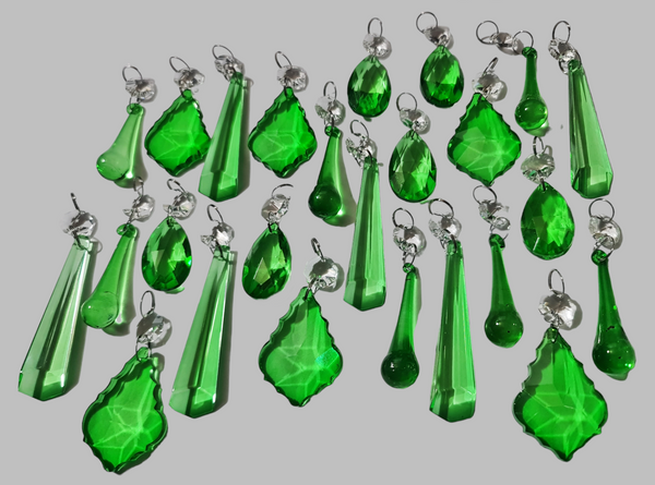 24 Emerald Green Chandelier Drops Cut Glass Crystals Beads Droplets Sun Catcher Wedding Decorations 8