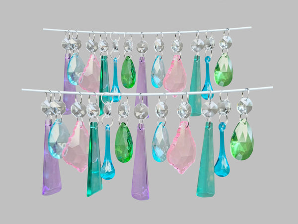 24 Chandelier Pastel Colours Crystals Cut Glass Droplets Christmas Tree Wedding Prisms Beads 4