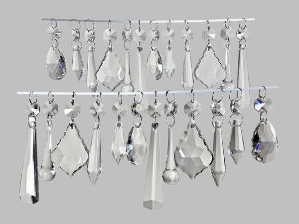 24 Chandelier Drops Clear Standard Size Cut Glass UK Crystals Beads Prisms Tree Decorations 4