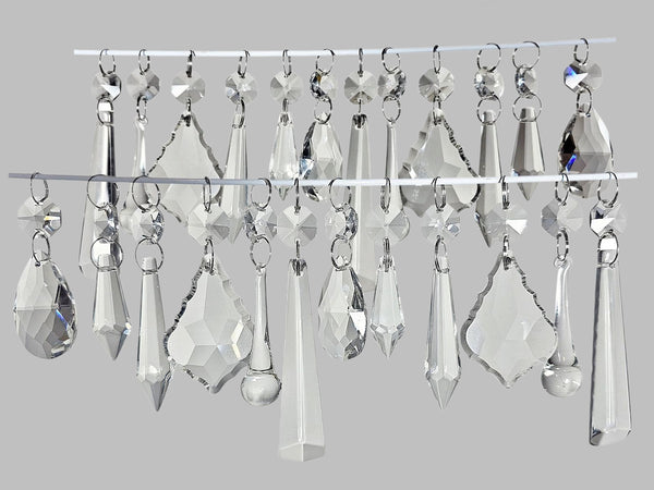 24 Chandelier Drops Clear Standard Size Cut Glass UK Crystals Beads Prisms Tree Decorations 2