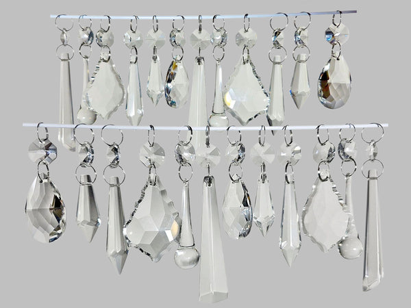 24 Chandelier Drops Clear Standard Size Cut Glass UK Crystals Beads Prisms Tree Decorations 8