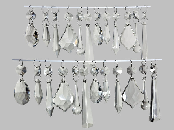 24 Chandelier Drops Clear Standard Size Cut Glass UK Crystals Beads Prisms Tree Decorations 6