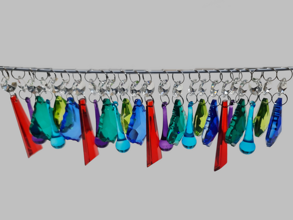 24 Chandelier Drops Cut Glass Crystals Beads Antique Colours Prisms Hanging Pendant Droplets 10