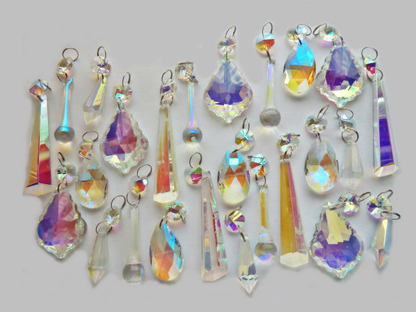 25 Original Aurora Borealis AB Chandelier Drops Cut Glass UK Crystals Beads Droplets Christmas Tree Decorations 2