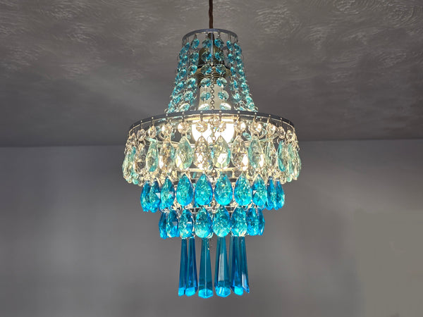 Unique 4-Tier Aqua Deco Boutique Chic Chandelier Pendant Ceiling Light 9" x 10" Customizable 10