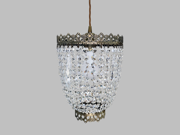 Bronze Two Tier Bag Basket Chandelier Unique Lampshade Pendant Ceiling Light Bespoke 9" x 10" 7