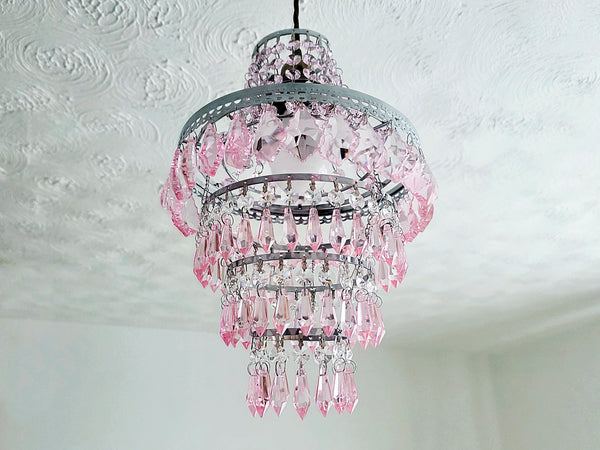 Unique 4-Tier Light Pink Chandelier Ceiling Pendant Lamp 9" x 14" Customizable 7