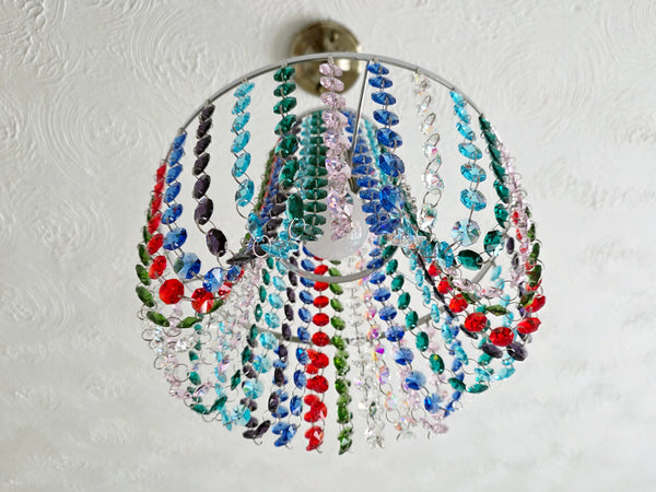 Bespoke 2-Tier Crown Multi Rainbow Chandelier Pendant Ceiling Light Customisable Lamp 11" x 10"
