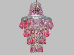 Unique 4-Tier Deep Pink Chandelier Ceiling Pendant Lamp 9" x 14" Customizable