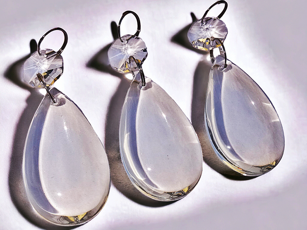 1 Clear Cut Glass Smooth Oval 50 mm 2" No Facets Chandelier UK Crystals Drops Droplets Prisms 2