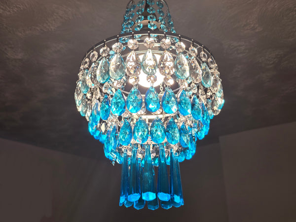 Unique 4-Tier Aqua Deco Boutique Chic Chandelier Pendant Ceiling Light 9" x 10" Customizable 11