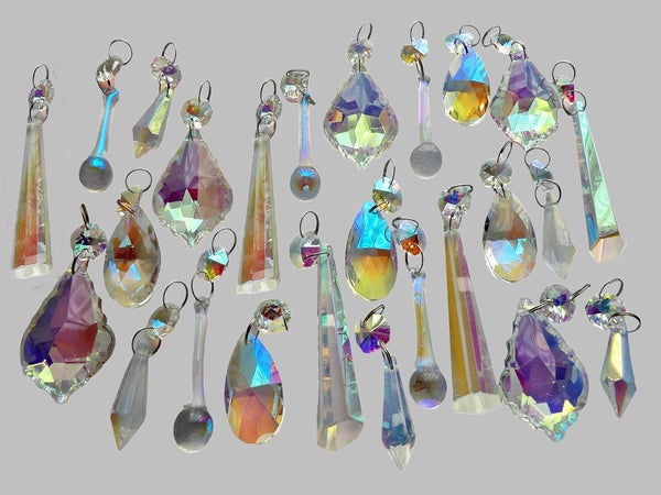 25 Original Aurora Borealis AB Chandelier Drops Cut Glass UK Crystals Beads Droplets Christmas Tree Decorations 4