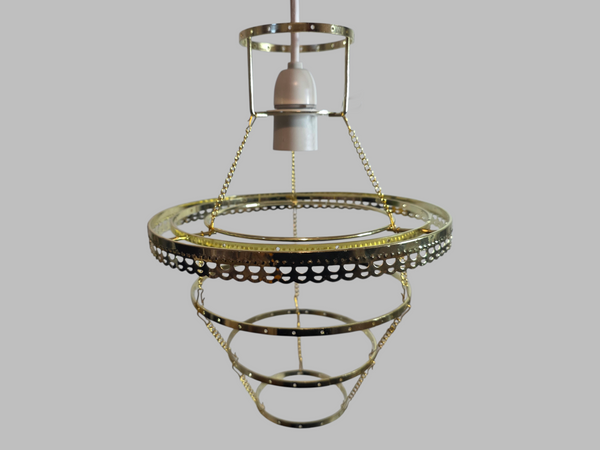 Ornate Brass 4-Tier Chandelier Pendant Frame Make Your Own Unique Light 9" x 12" 4