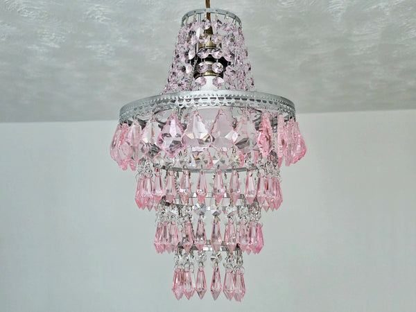 Unique 4-Tier Light Pink Chandelier Ceiling Pendant Lamp 9" x 14" Customizable 11
