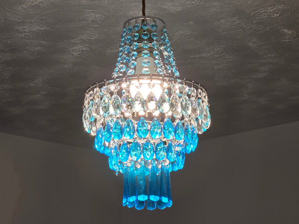 Unique 4-Tier Aqua Deco Boutique Chic Chandelier Pendant Ceiling Light 9" x 10" Customizable 16