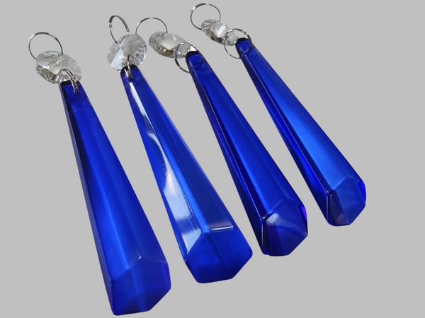 1 Cobalt Blue Cut Glass Icicles 72 mm 3" UK Chandelier Crystals Drops Beads Droplets Light Parts 3