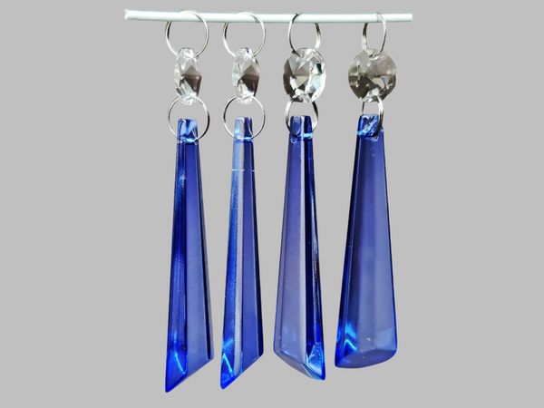 1 Cobalt Blue Cut Glass Icicles 72 mm 3" UK Chandelier Crystals Drops Beads Droplets Light Parts 2