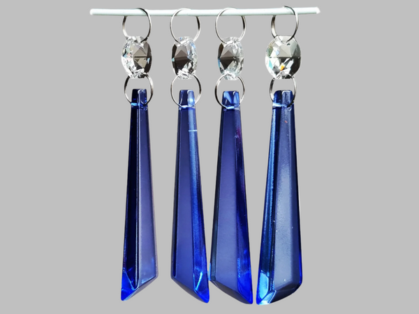 1 Cobalt Blue Cut Glass Icicles 72 mm 3" UK Chandelier Crystals Drops Beads Droplets Light Parts 5