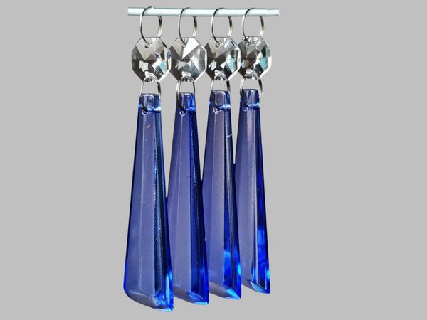 1 Cobalt Blue Cut Glass Icicles 72 mm 3" UK Chandelier Crystals Drops Beads Droplets Light Parts 8