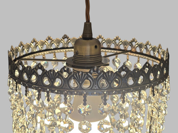 Bronze Two Tier Bag Basket Chandelier Unique Lampshade Pendant Ceiling Light Bespoke 9" x 10" 9
