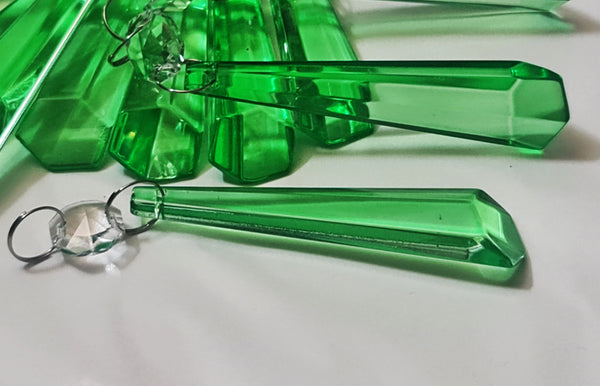 1 Emerald Green Cut Glass Icicles 72 mm 3" Chandelier Crystals Drops Beads Droplets Lamp Parts 3
