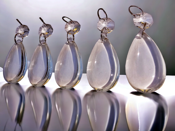 1 Clear Cut Glass Smooth Oval 50 mm 2" No Facets Chandelier UK Crystals Drops Droplets Prisms 5