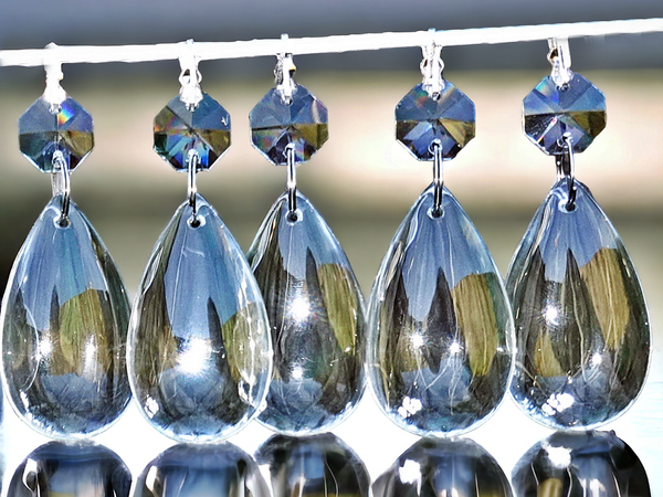 1 Clear Cut Glass Smooth Oval 50 mm 2" No Facets Chandelier UK Crystals Drops Droplets Prisms 4