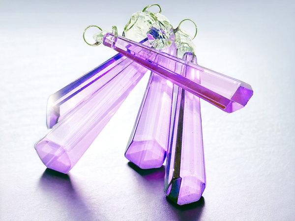 1 Lilac Purple Cut Glass Icicles 72 mm 3" Chandelier UK Crystals Drops Beads Droplets Light Lamp Parts 3