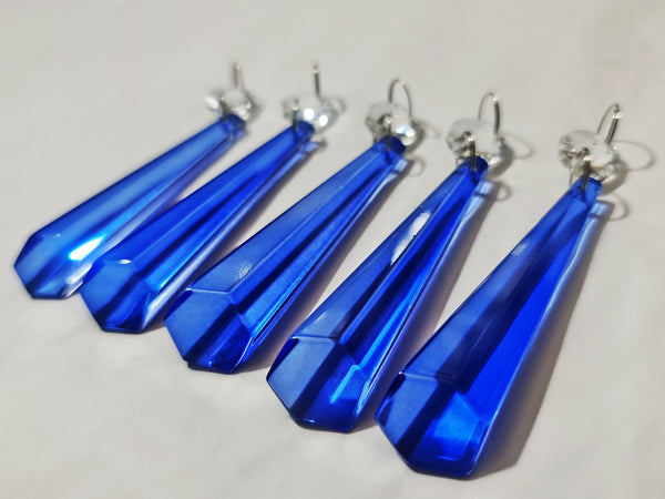 1 Blue Cut Glass Icicles 72 mm 3" Chandelier Crystals Drops Beads Droplets Light Parts