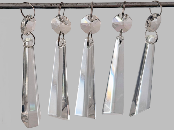 1 Clear Cut Glass Icicles 72 mm 3" Chandelier Crystals Drops Beads Droplets Blunt Slant End colourless 9