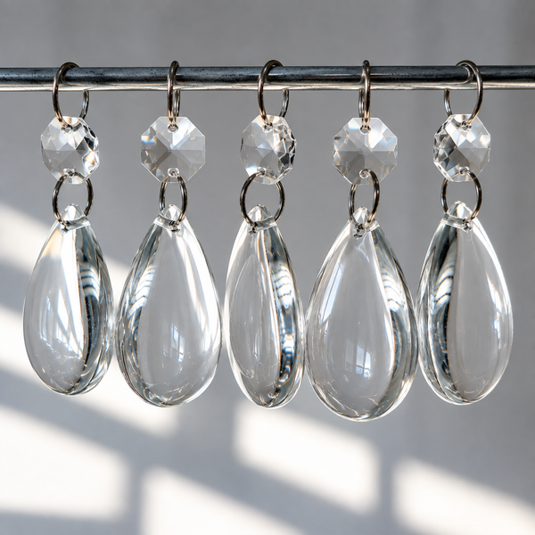 1 Clear Cut Glass Smooth Oval 50 mm 2" No Facets Chandelier UK Crystals Drops Droplets Prisms 10