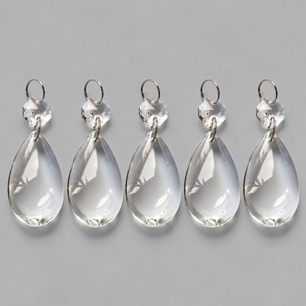 1 Clear Cut Glass Smooth Oval 50 mm 2" No Facets Chandelier UK Crystals Drops Droplets Prisms 8