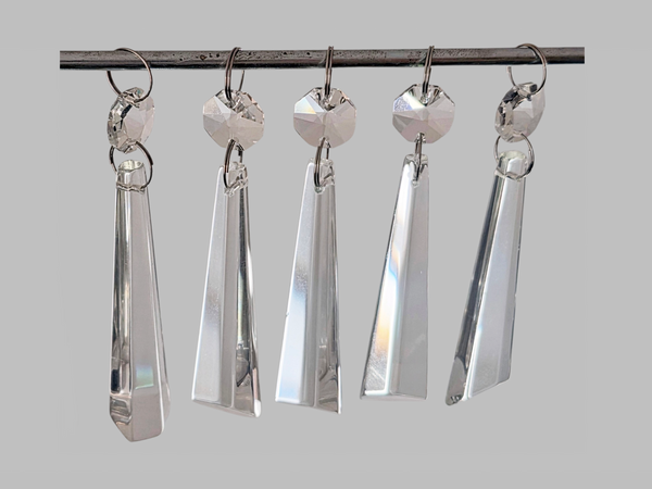 1 Clear Cut Glass Icicles 72 mm 3" Chandelier Crystals Drops Beads Droplets Blunt Slant End colourless 6