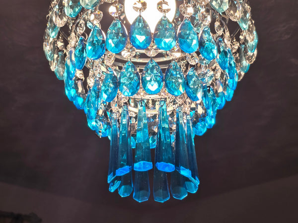 Unique 4-Tier Aqua Deco Boutique Chic Chandelier Pendant Ceiling Light 9" x 10" Customizable 6