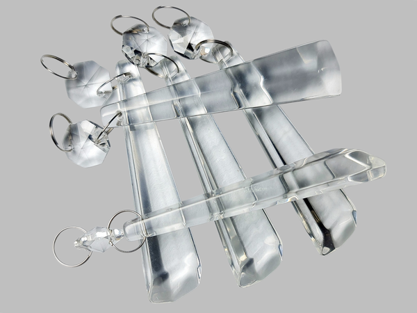 1 Clear Cut Glass Icicles 72 mm 3" Chandelier Crystals Drops Beads Droplets Blunt Slant End colourless 5