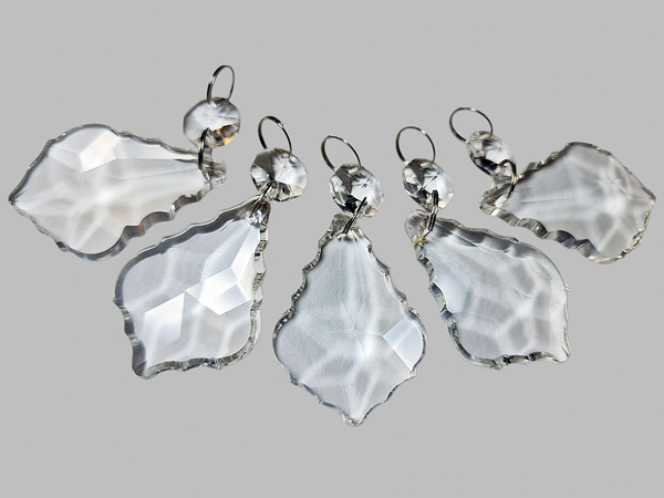 1 Clear Cut Glass Leaf 50 mm 2" Chandelier UK Crystals Beads Droplets Prism Light Parts 2