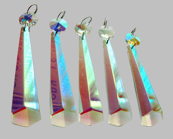 1 Aurora Borealis 72 mm 3" Icicle Chandelier Cut Glass Crystals Beads AB Droplets Lamp Parts