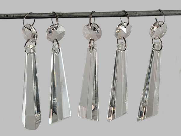 1 Clear Cut Glass Icicles 72 mm 3" Chandelier Crystals Drops Beads Droplets Blunt Slant End colourless 4