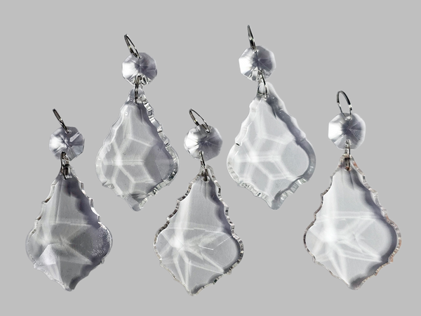1 Clear Cut Glass Leaf 50 mm 2" Chandelier UK Crystals Beads Droplets Prism Light Parts 4