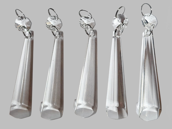 1 Clear Cut Glass Icicles 72 mm 3" Chandelier Crystals Drops Beads Droplets Blunt Slant End colourless 7