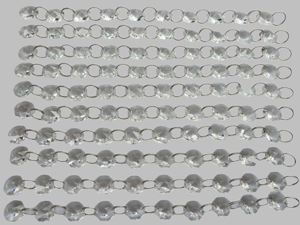 12 Strands Clear 14mm Octagon Chandelier Drops Glass Crystals 2.4m Garland Beads Droplets 9