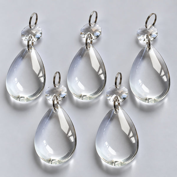 1 Clear Cut Glass Smooth Oval 50 mm 2" No Facets Chandelier UK Crystals Drops Droplets Prisms 11
