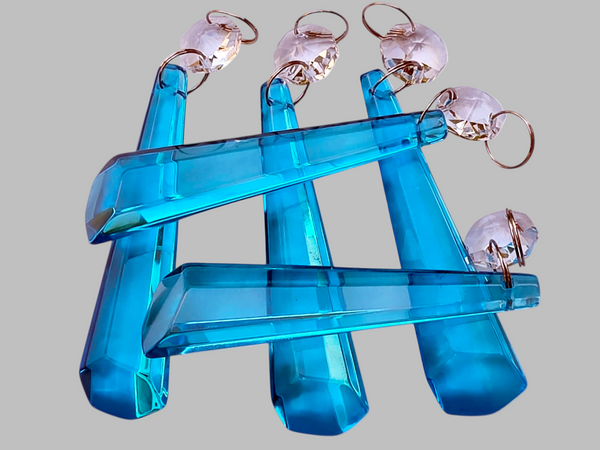 1 Teal Blue Cut Glass Icicles 72 mm 3" UK Chandelier Crystals Drops Beads Droplets Light Parts